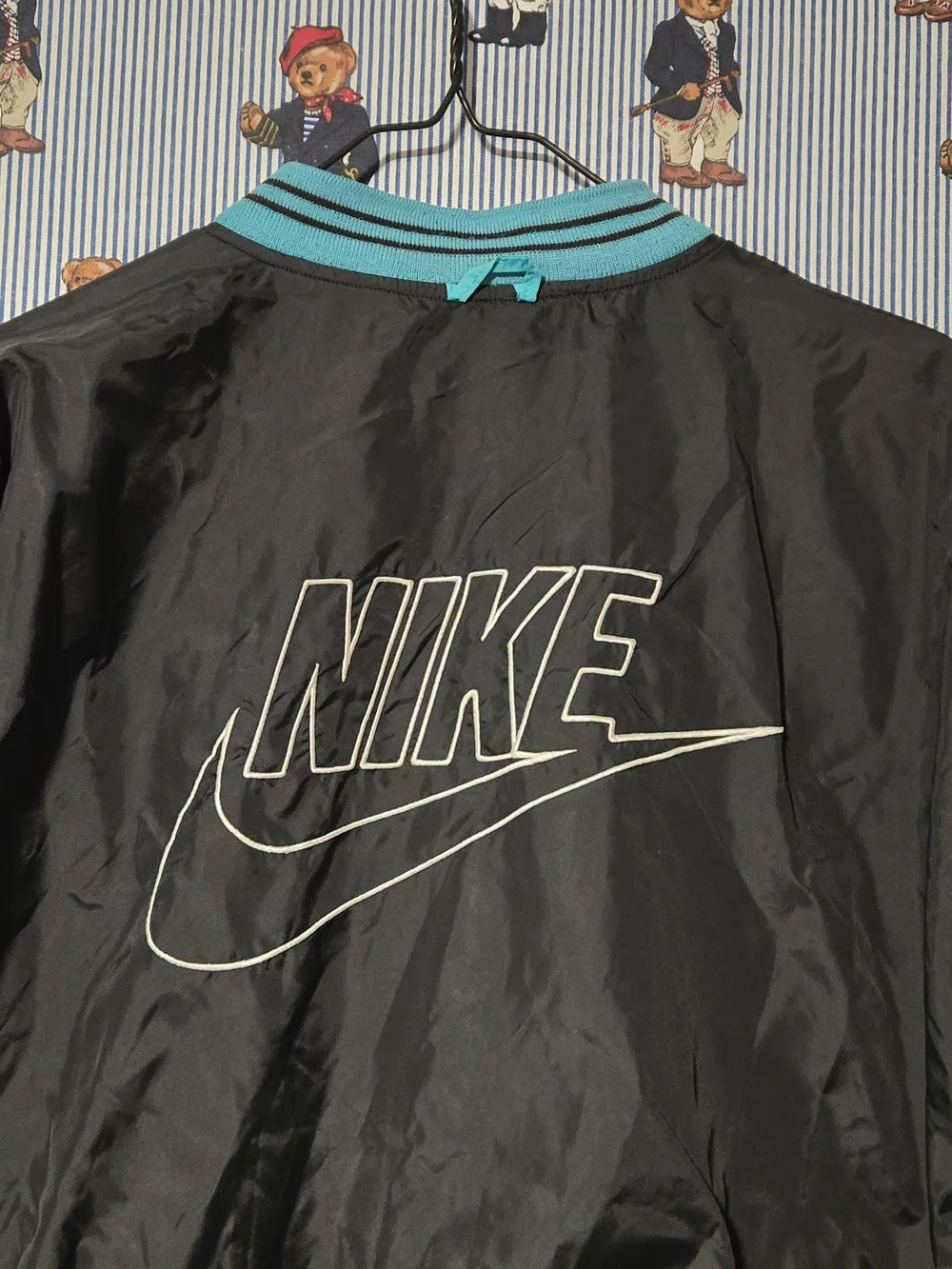 Vintage 90s Nike Black & Teal Zip Up Windbreaker Jacket Womens Large